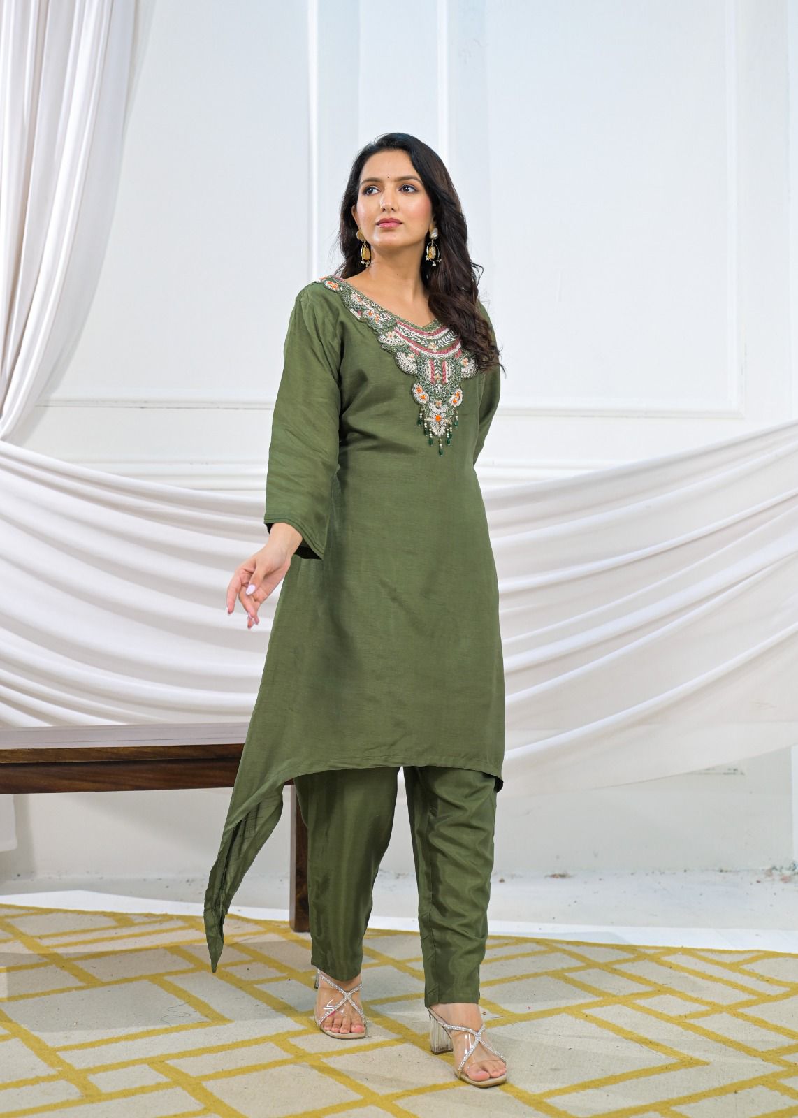 Olive Green Kurta Set