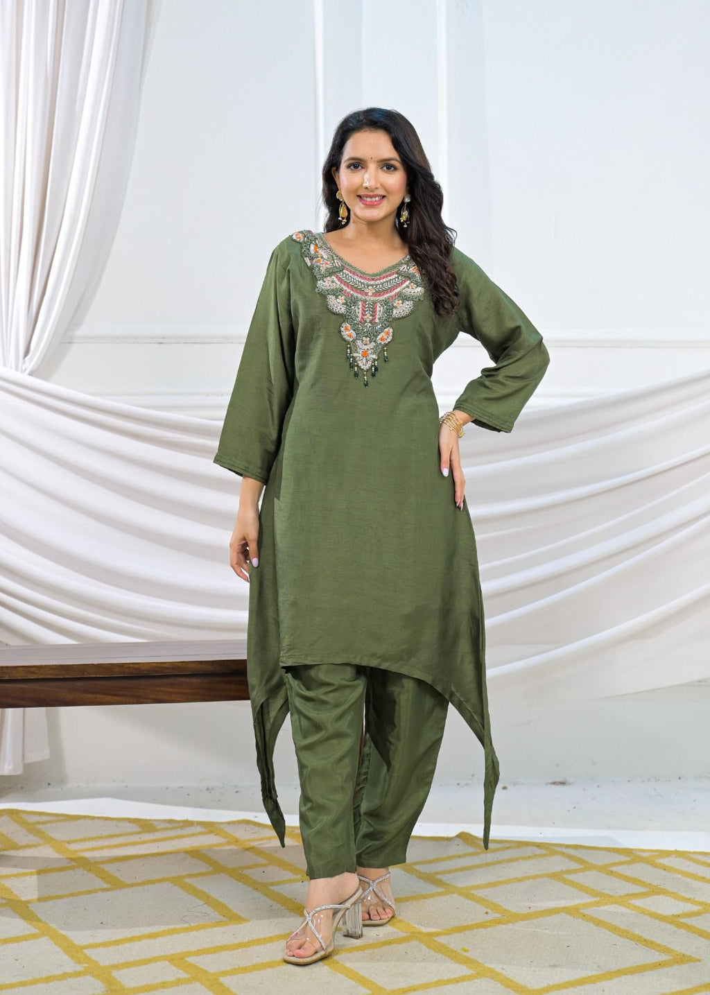 Olive Green Kurta Set