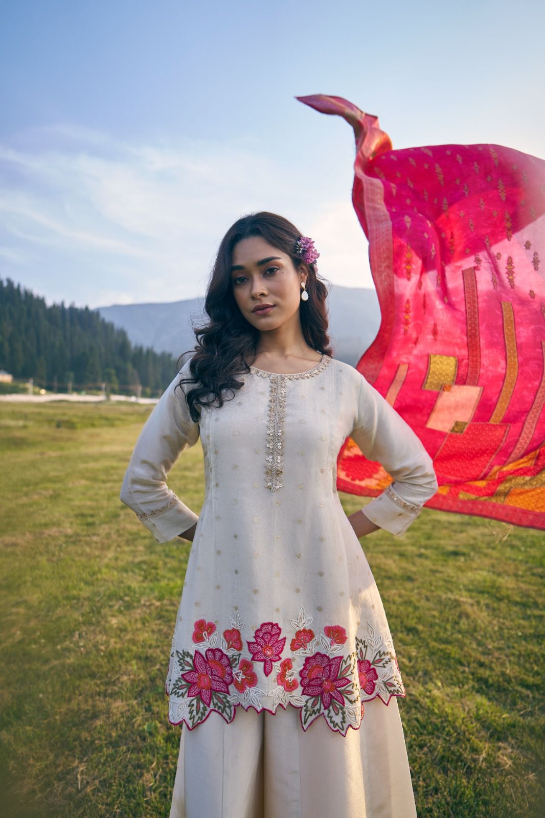 Crimson Breeze Kurta Set