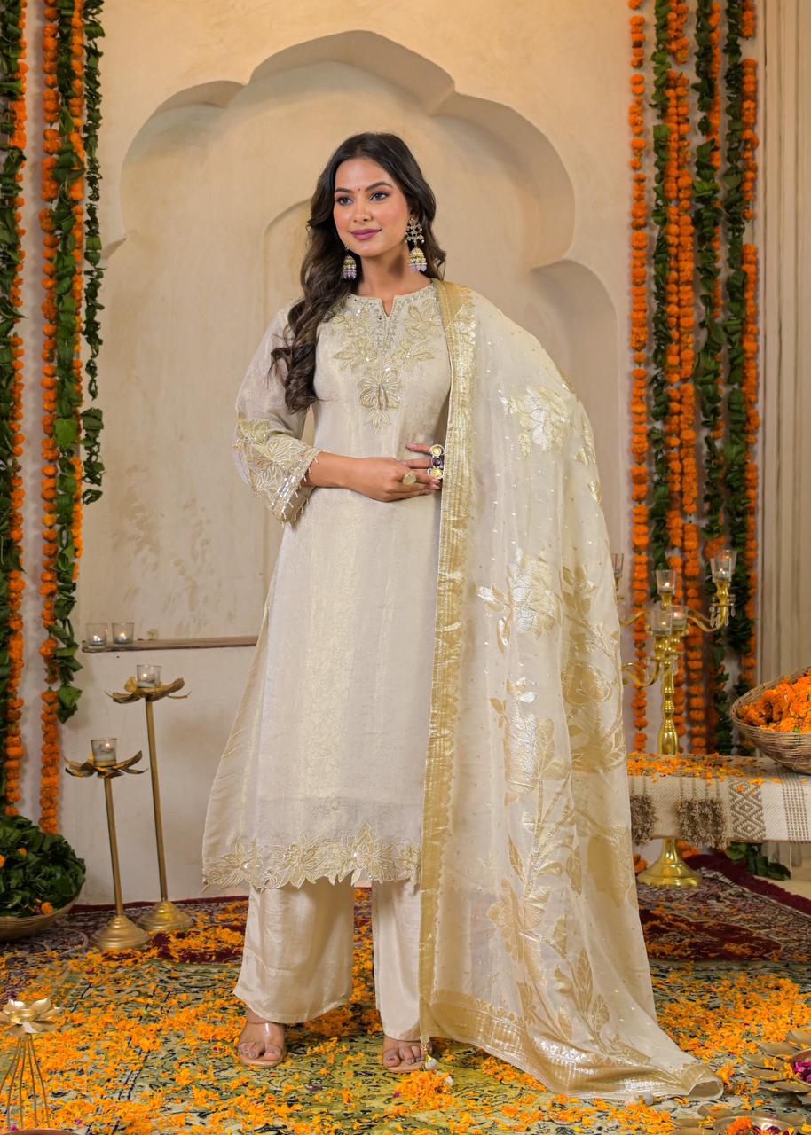 Golden Marigold Embroidered Kurta Set