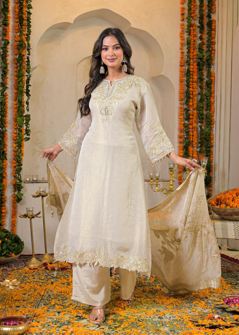 Golden Marigold Embroidered Kurta Set