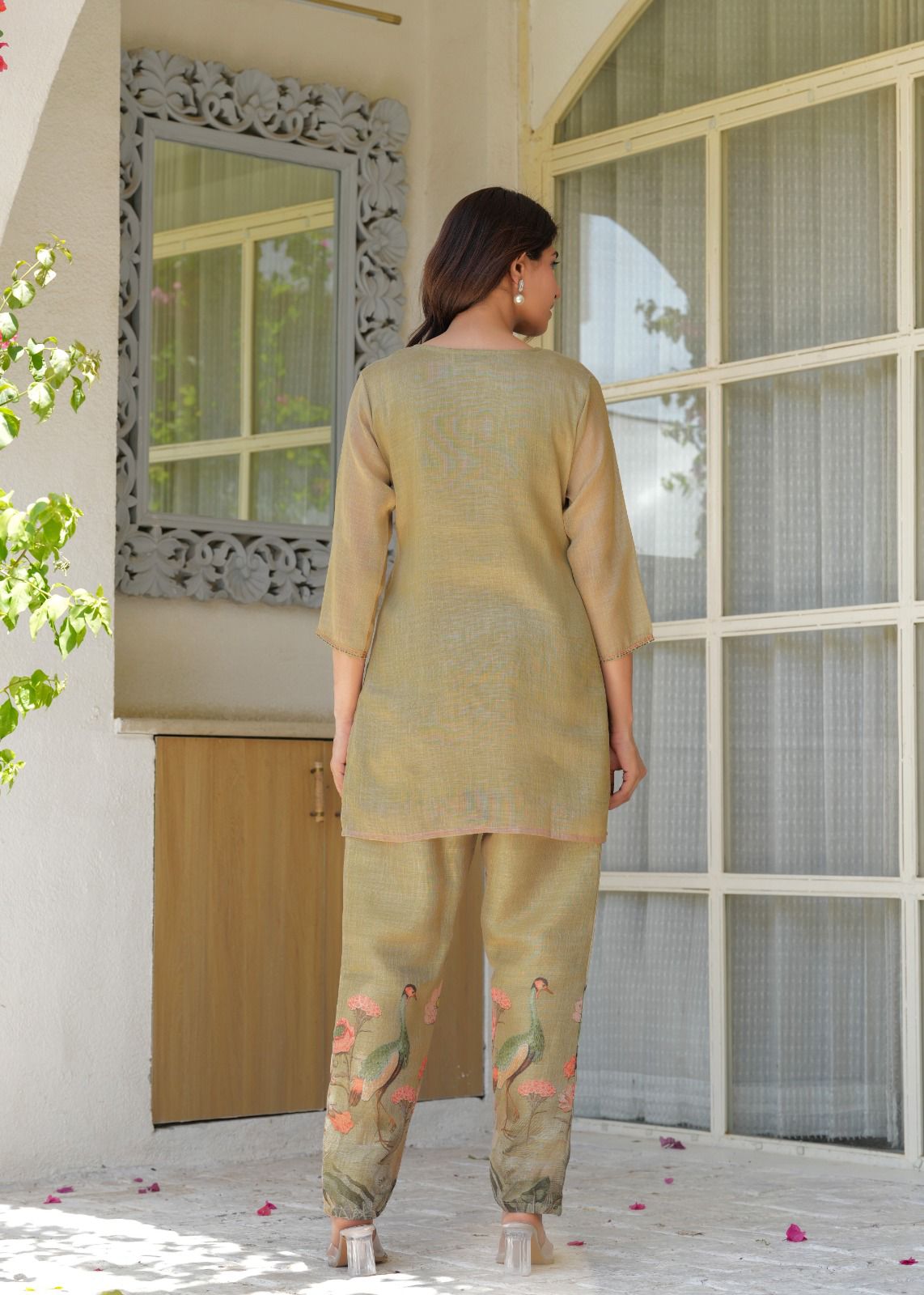 Olive Linen Tissue Co-Ord Set