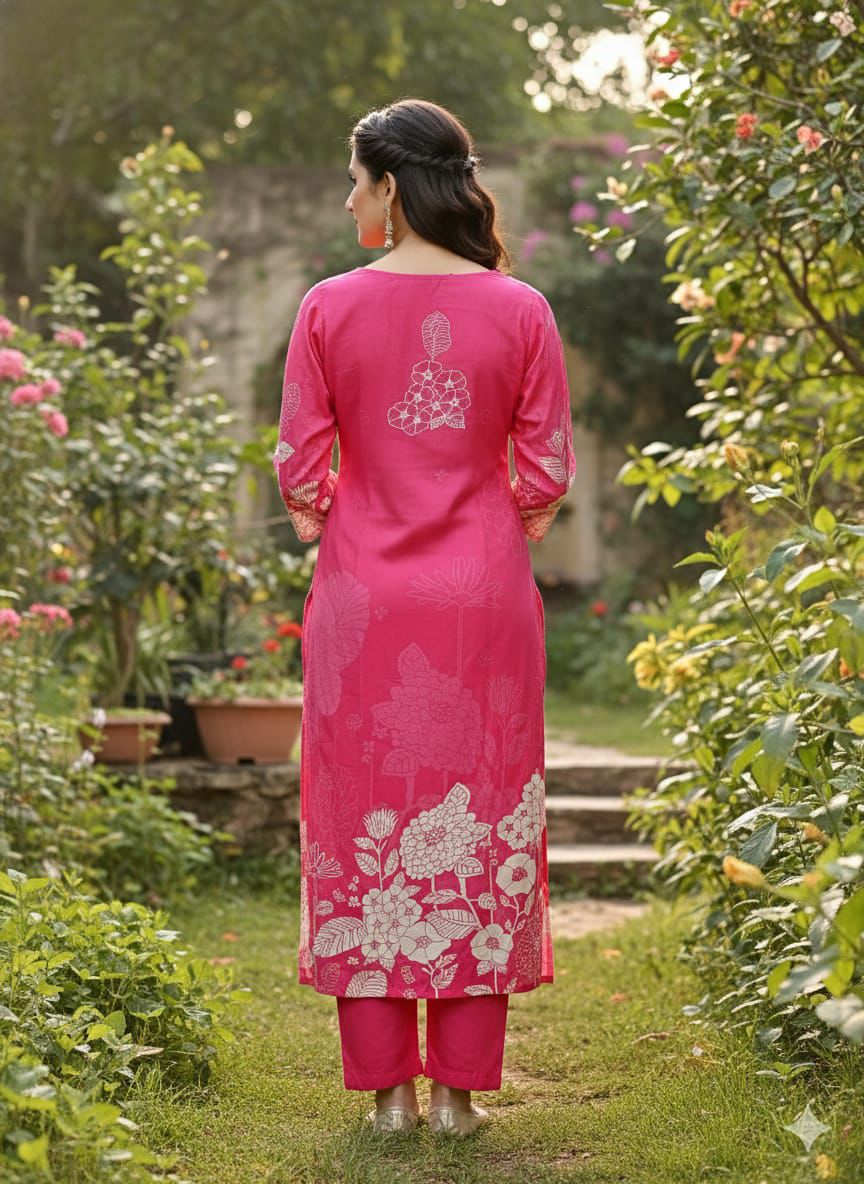 Rose Pink Crepe Suit Set