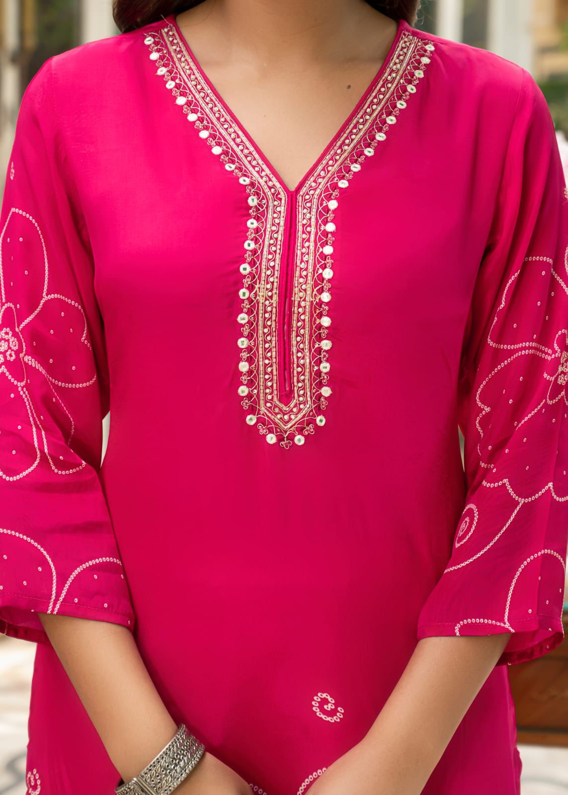Fuchsia Crepe Suit Set