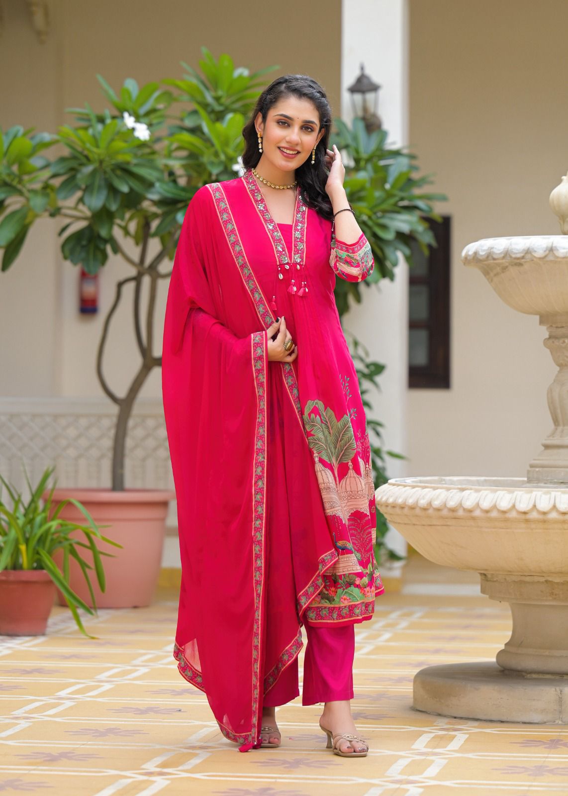 Rani Pink Crepe Suit Set