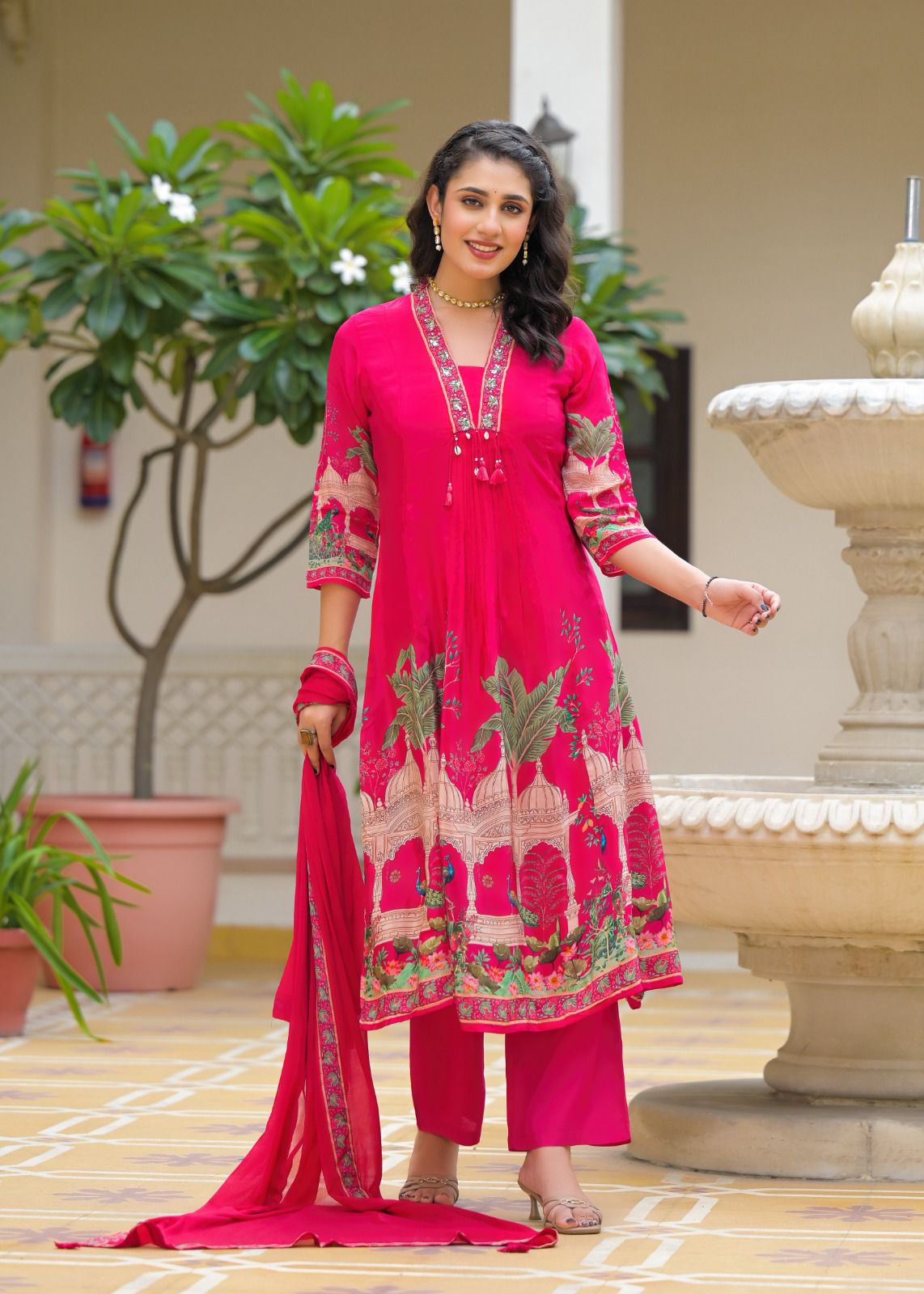 Rani Pink Crepe Suit Set